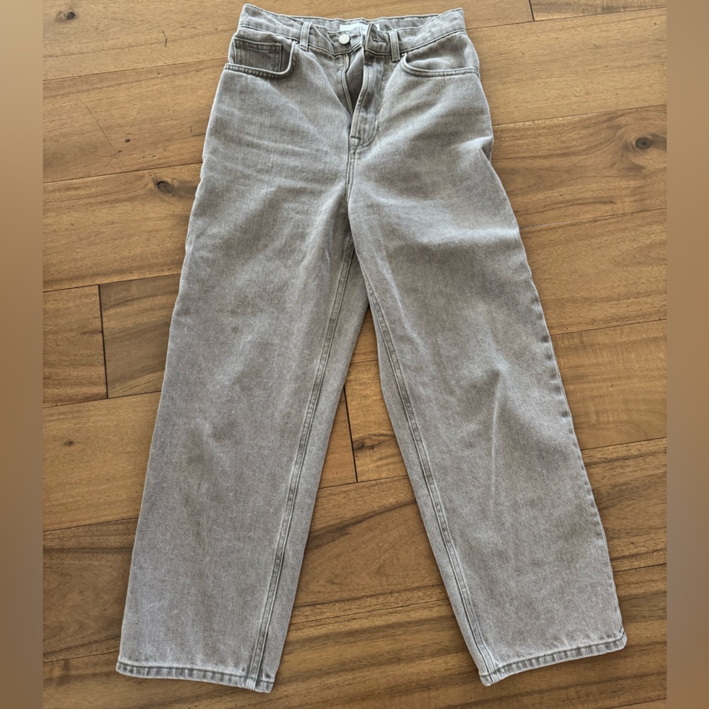Topshop Light Gray Straight Leg Jeans
